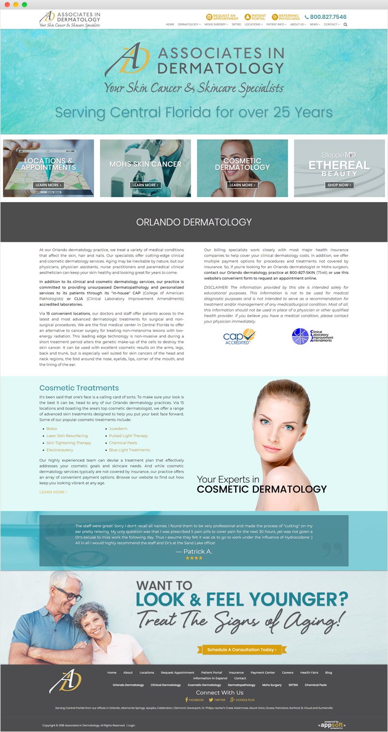 Associates in Dermatology Web Page