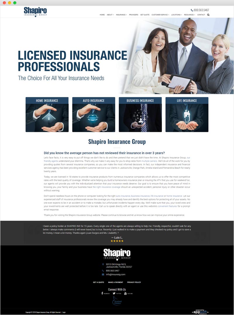 Shapiro Insurance Group Web Page